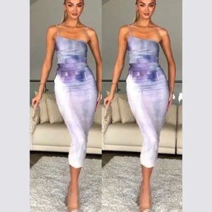 ZARA ASYMMETRICAL PRINTED TULLE DRESS